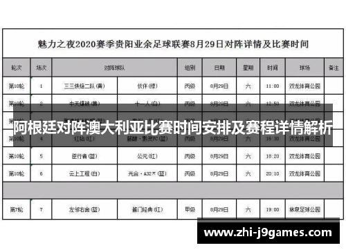 阿根廷对阵澳大利亚比赛时间安排及赛程详情解析